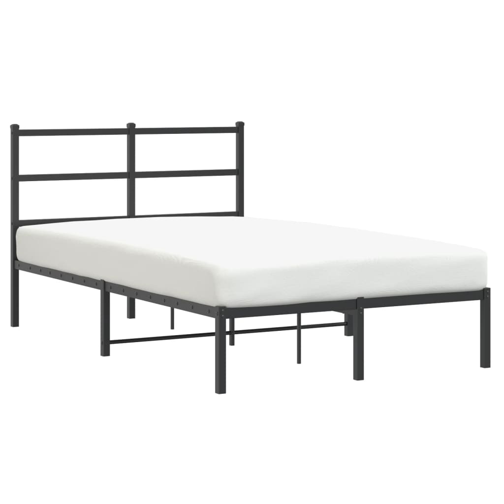 gultas rāmis ar galvgali, melns metāls, 120x190 cm