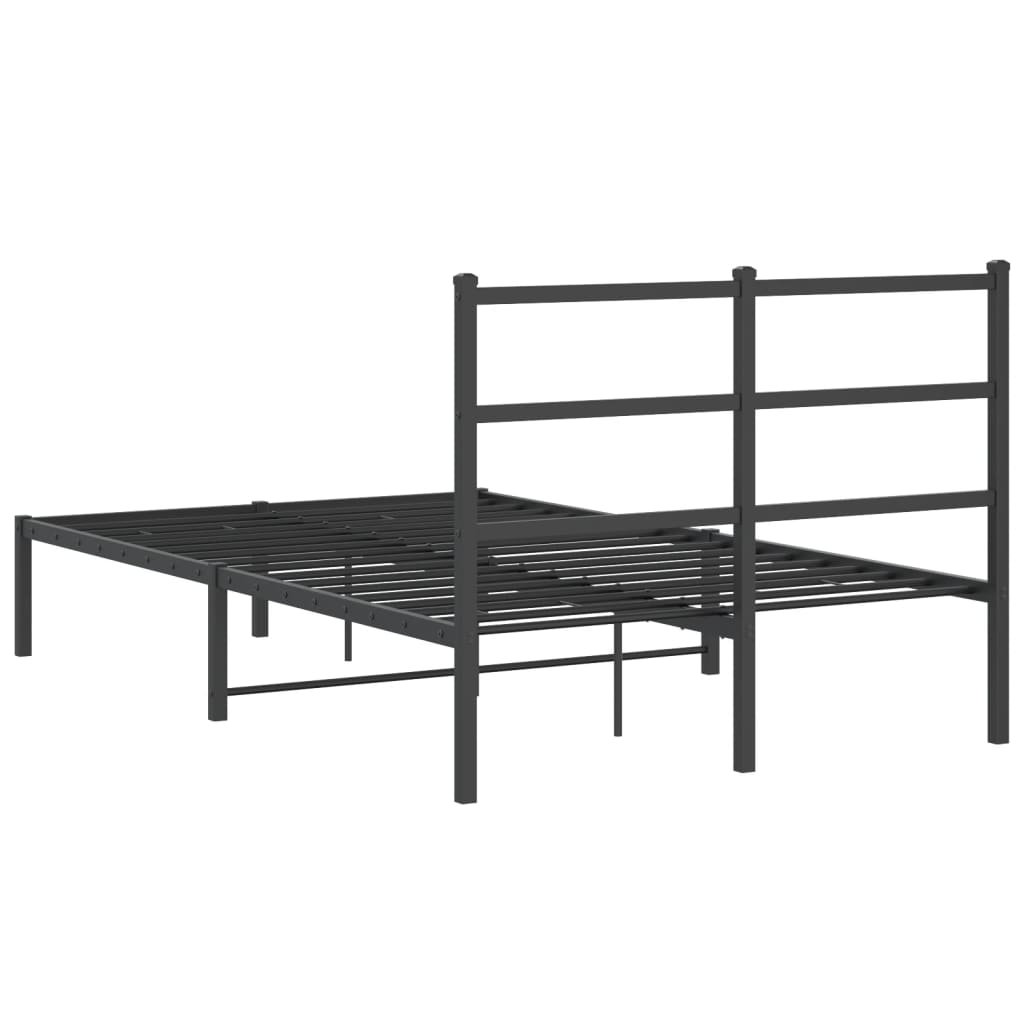 gultas rāmis ar galvgali, melns metāls, 120x190 cm