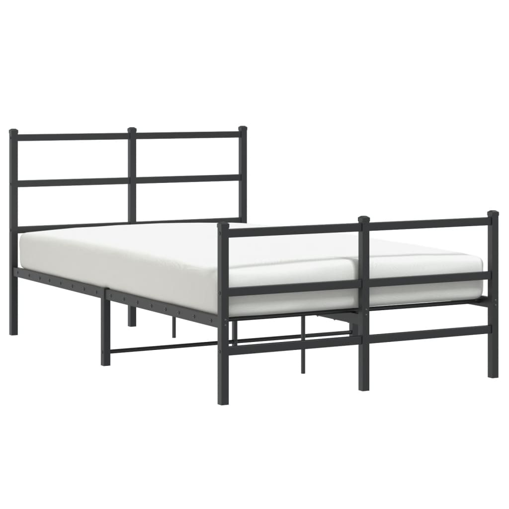 gultas rāmis ar galvgali un kājgali, melns metāls, 120x190 cm