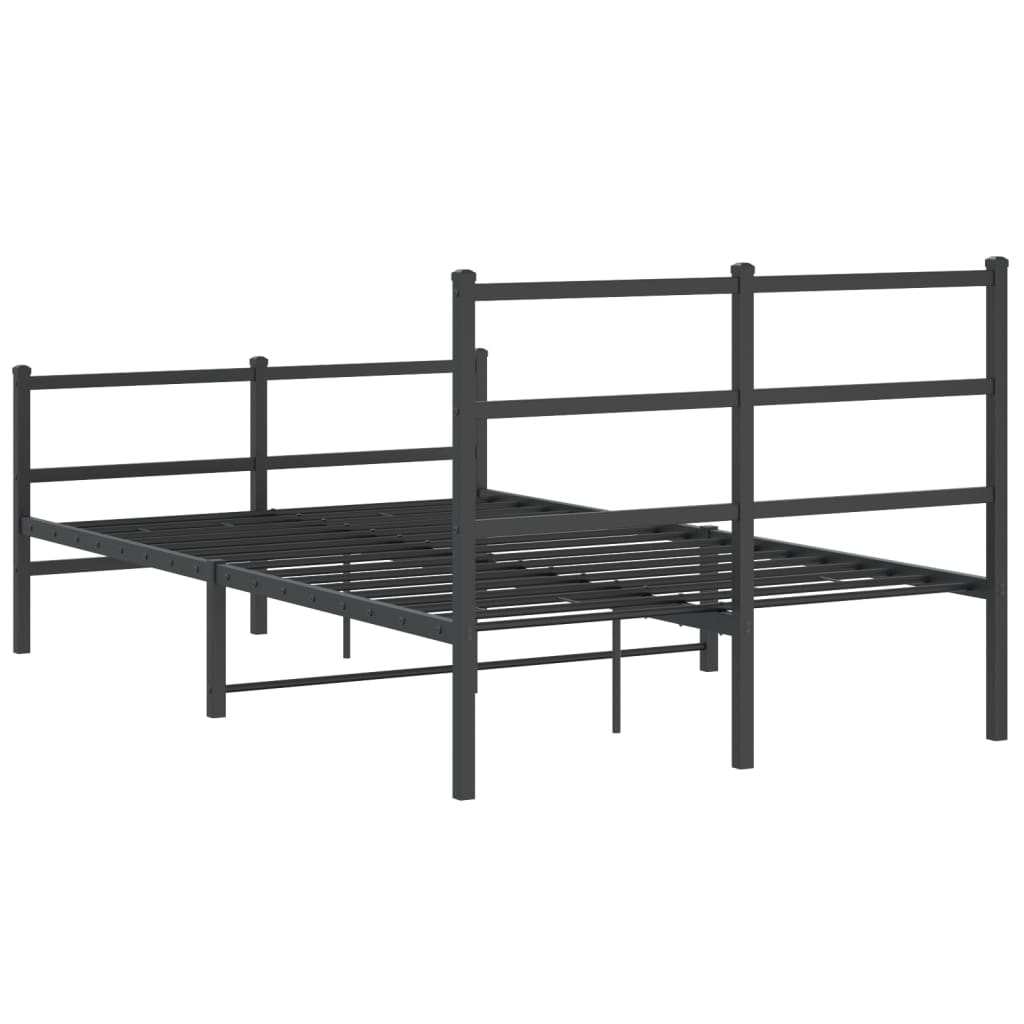 gultas rāmis ar galvgali un kājgali, melns metāls, 120x190 cm