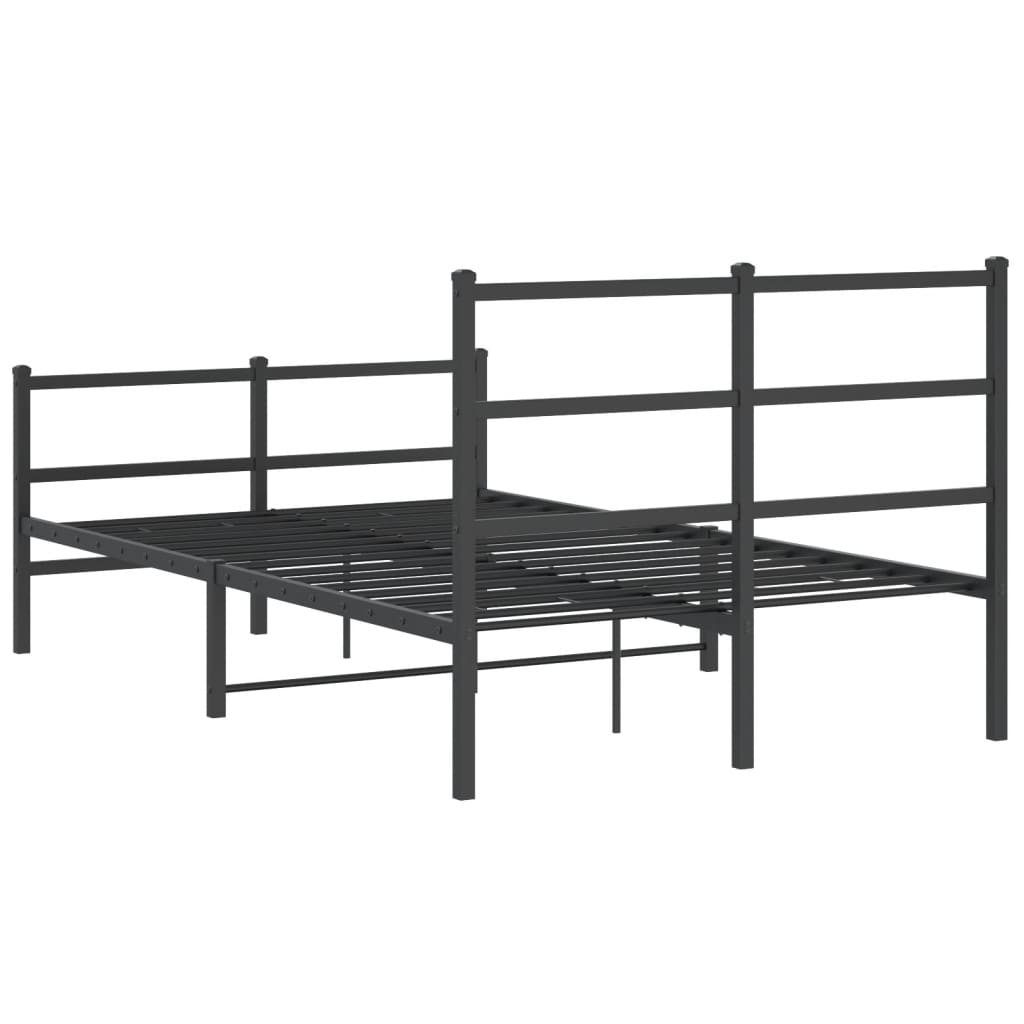 gultas rāmis ar galvgali un kājgali, melns metāls, 120x200 cm