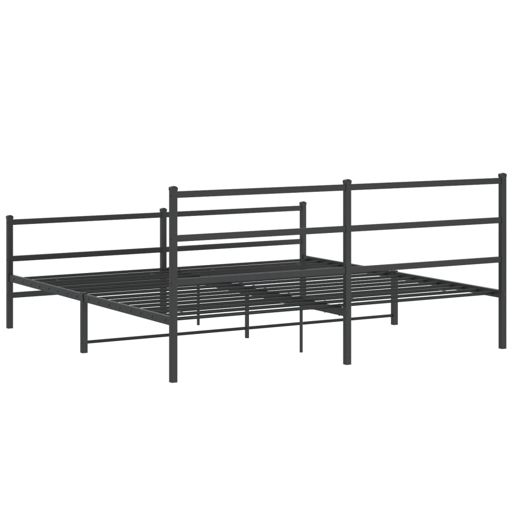 gultas rāmis ar galvgali un kājgali, melns metāls, 180x200 cm