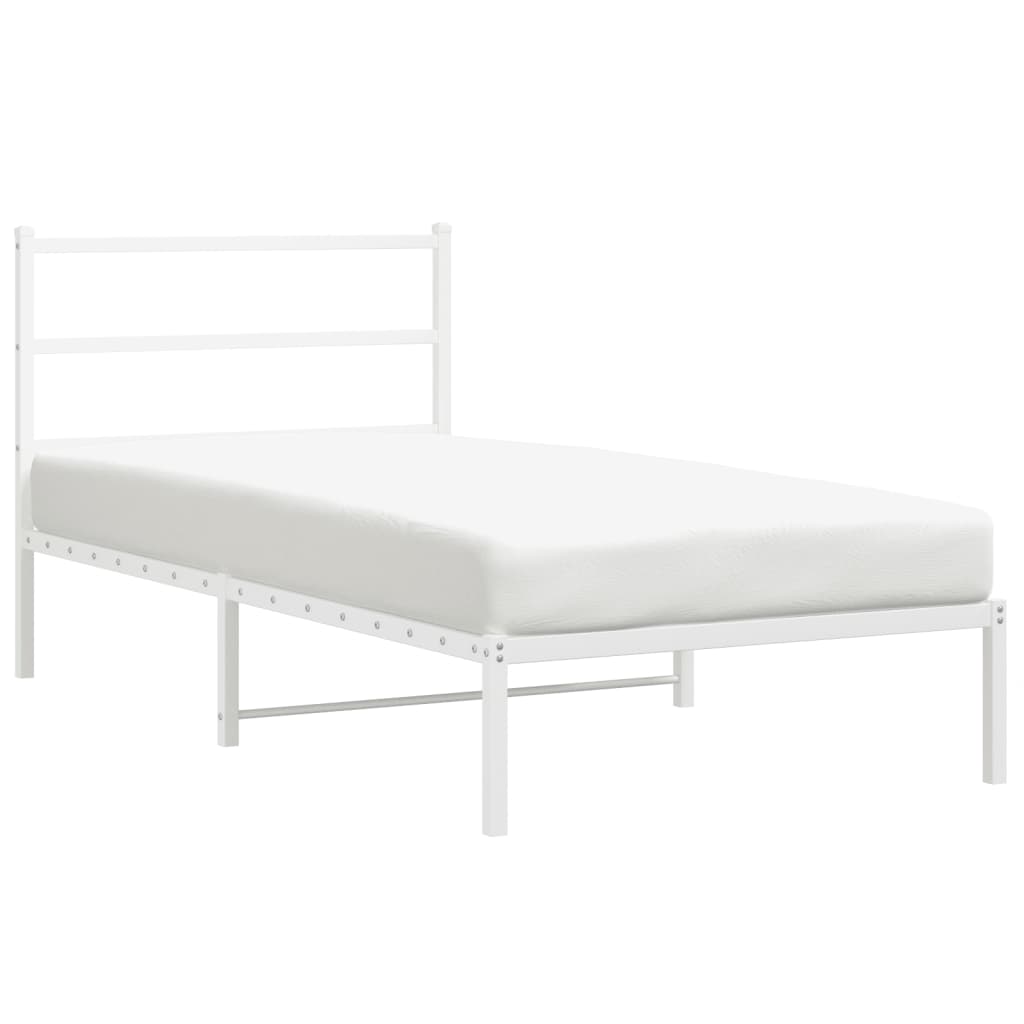 gultas rāmis ar galvgali, balts metāls, 100x200 cm