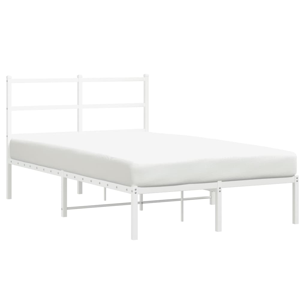 gultas rāmis ar galvgali, balts metāls, 120x200 cm