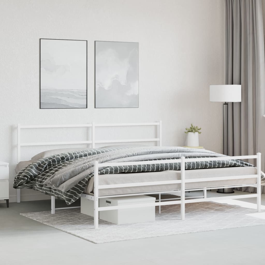 gultas rāmis ar galvgali un kājgali, balts metāls, 180x200 cm